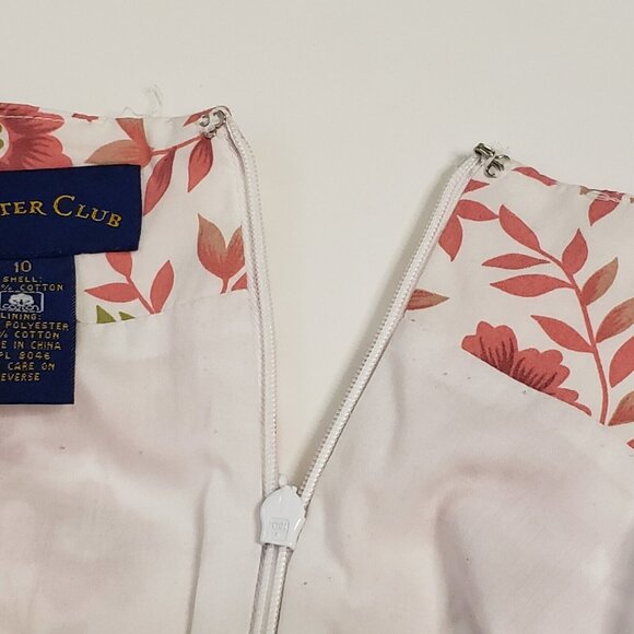 Charter Club Sheath Dress Women's Size 10 Cotton Pink Poppy Floral Zipper VTG - Picture 11 of 16
